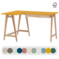 LUKA Corner Desk W135 x D85cm Broom Yellow, Left Side, Ashwood