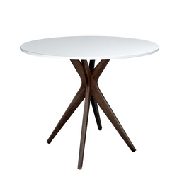 JUBI Round Dining Table 80cm White | Walnut Legs