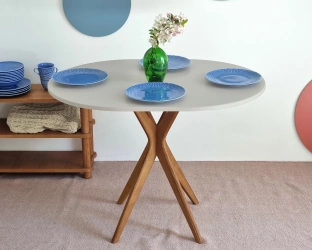 JUBI Racetrack Ovaler Esstisch 75x100cm Eiche Braun Beige