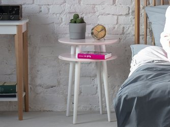 Odkládací stolek UFO průměr 45 cm x výška 61 cm - Práškově růžová / bílé nohy
