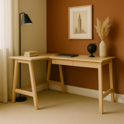 LUKA Ash L-Shaped Desk W135cm x D85cm Left Hand