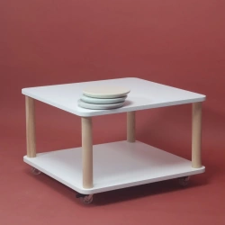 ASHME Coffee Table with Wheels 64x64cm White