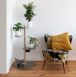 MAGLA Stojan na květiny z jasanu, 3 úrovně, Š55 x V91 cm, Hnědá béžová