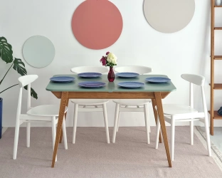 Extendable dining table Envelope BOLD 120x80cm Sage Green Oak