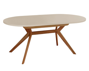 Ausziehbarer ovaler Esstisch Biju Eiche Braun Beige