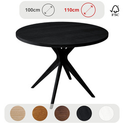 JUBI BOLD Round Dining Table 110cm Black Ashwood