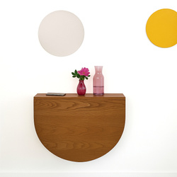 Půlkruhový sklápěcí nástěnný stůl KLAPP 65×70 cm Dub