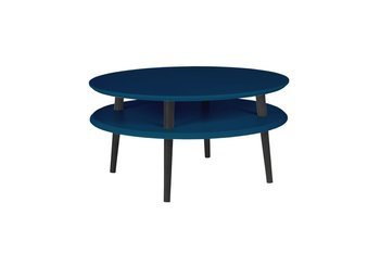 Stolik Kawowy UFO śr. 70cm wys. 35cm - Petrol Blue / Czarne Nogi