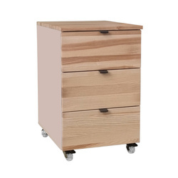 LUKA Büro Rollcontainer mit 3 Schubladen B41xT50cm Esche Braun Beige