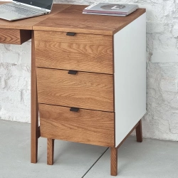 LUKA 3-Drawer Desk Cabinet W41xD50cm Oak Top White