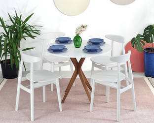Set dining table and 4 chairs White