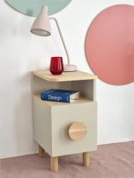 Narrow Night Table with Drawer DABI MINI Right Chalk White