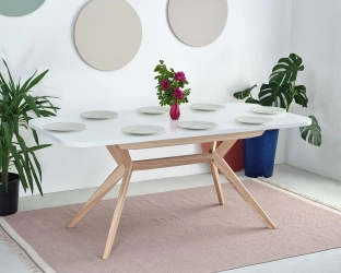 Rozkládací jídelní stůl pro 8 osob Biju bílý