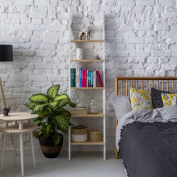 Žebříková police ASHME 45x35x180cm - Police z jasanového dřeva / Bílý