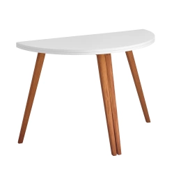 Ausziehbarer Halbmondtisch MAWI Ø 120 cm, weiß, eiche