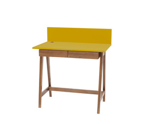 LUKA Writing Desk 85x50cm with Drawer Oak Broom Yellow